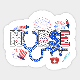 4th Of July Nursing For Women Stethoscope Nurse Graduation Sticker